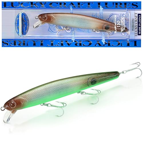 LUCKY CRAFT SW FlashMinnow 110, 647 Super Glow Pearl Squid, Saltwater Fishing Lures, Jerkbait Surf Fishing Gear, Halibut and Bass Lures, Suspending Topwater Lure