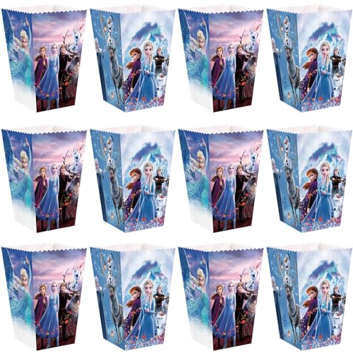 24 PCS Frozen Party Popcorn Boxes, Frozen Party Favor Boxes Frozen Candy Boxes for Kids Birthday Party Supplies