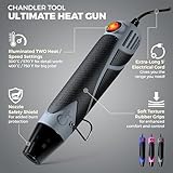 Heat Gun for Crafting, Mini Dual Temp Hot Air Gun Tool for Epoxy Resin, Shrink Wrapping, Vinyl Wrap, Embossing, Electronics, Candle Making, Sublimation, Phone Repair & DIY (Grey/Black)