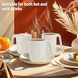 BUSOKIP Wheat Straw Cups with Handle 16 oz Set of 6, Plastic Mugs With Handle Unbreakable Kids Mugs, Dishwasher Safe Drinking Cup for Tea, Coffee, Camping & Kitchen (Beige)