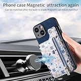 ONV Phone Case Compatible with Oppo Realme V50 5G - Flower Printing Leather Case with Zipper Metal Buckle Anti-Seismic Bumper Standfunction Cover for Oppo Realme V50 5G / Realme V50S 5G [D10] -Blue