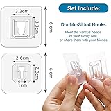 vilihkc 40pcs Double Sided Adhesive Hooks Wall Hooks for Hanging,Self Adhesive Hooks for Bathroom Kitchen Office Hanging(20set)