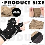 MAKCNMYM 3 Pairs Y2K Arm Warmers Fairy Grunge Gloves Women Teens Harajuku Accessories Long Fingerless Gloves Goth Punk Aesthetic Hip Hop Style Knitted Sleeve Ripped Crochet Glove - Black/Grey/Brown