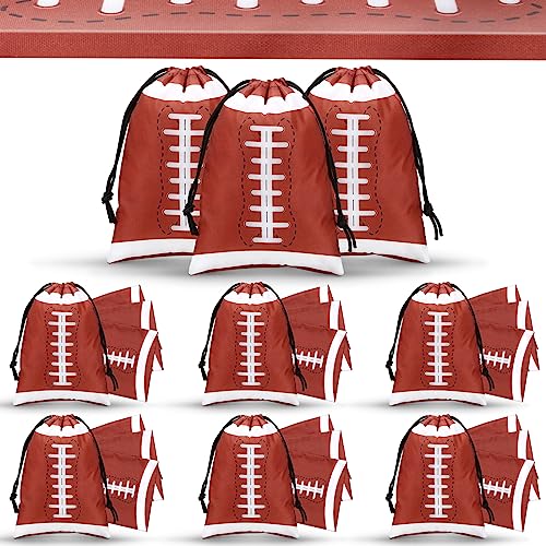 Berlune 24 Pieces Football Party Favors Drawstring Gift Bags Football Sports Goodie Bags Super Birthday Supplies Bulk Bowl 10 x 7 Inch