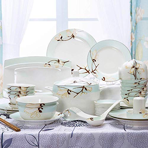 icVantA Multi-Person Service for Tableware Porcelain and Pottery (46 Pieces) China Ceramic Kitchen Restaurant Healthy and Environmentally Friendly Dinner No Lead and No Cadmium