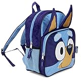 BLUEY Backpack for Girls & Boys for Kindergarten & Elementary School, 12 Inch, Plush with 3D Ears & Appliques, Adjustable Straps & Padded Back, Lightweight Travel Bag for Kids