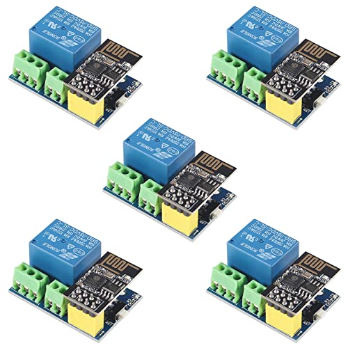 DWEII 5PCS ESP8266 WiFi Relay Module with ESP-01S Relay Adapter Module for Smart Home Appliance Connect Fan Illuminator Smart Switch Phone APP Remote Control Switch Wireless Transceiver