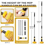 Thyle 6 Pack Stainless Steel Commercial Mop Handle for Floor Cleaning, 3 Section Replaceable Mop Stick Replacement with Jaw Clamp, Heavy Duty Replacement Pole for Home Garage Office, 60 Inch