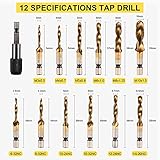 THINKWORK Combination Drill Tap & Tap Bit Set, 3-in-1 Titanium Coated Screw Tapping Bit Tool for Drilling, Tapping, Countersinking, with Quick-Change Adapter, 13 PCS SAE/Metric