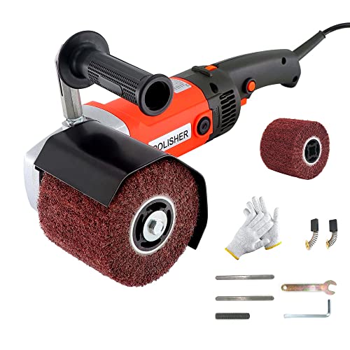 HaTur Burnishing Polishing Machine 1400W Surface Conditioning Tool Handheld Sander Polisher Set with 2 Polishing Wheel for Stainless Steel, Metal, Wood, 8 Variable Speed