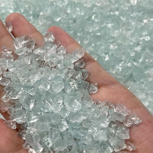 Jeejunye Curshed Glass-2lb Clear Chips for Crafts Art Resin Glass Gravel Stone Broken Glass Aquarium Garden Decoration/Fireplace 3-6mm