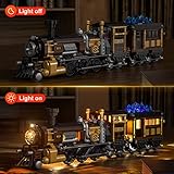 FUNWHOLE Train Lighting Building Bricks Set - Steampunk Ore Train LED Light Building Set 1056 Pieces for Adults and Teens