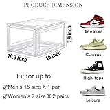 12 Pack Acrylic Clear Shoe Boxes– Ultra Clear Plastic Stackable Sneaker Storage For Sneakerhead. Professional Grade Shoe Display Case with Magnetic Door .Boots and Hat Organizer.Fits US Size 15