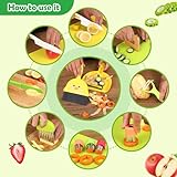 14 Piece Montessori Kids Knife Set for Real Cooking - Safe Plastic & Wooden Kitchen Tool Gift for Toddler Age 2-9 | Learning Toy with Crinkle / Sandwich Cutter & Cutting Board, Birthday