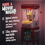 Nostalgia Popcorn Maker Machine - Professional Cart With 2.5 Oz Kettle Makes Up to 10 Cups - Vintage Popcorn Machine Movie Theater Style - Red & White