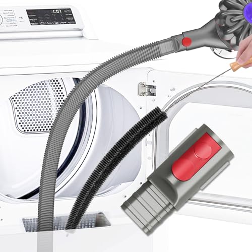 Sealegend 2 Pieces Dryer Vent Cleaner Kit Compatible with Dyson V7 V8 V10 V11 V15 or Higher Models and Dryer Lint Brush Vacuum Hose Attachment Power Lint Remover Refrigerator Coil Brush