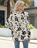 Micoson Womens Tops Dressy Casual V Neck Black Floral Casual Tops for Women Long Sleeve Work Shirts Fall Fashion Apricot Printed S