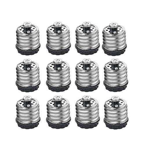 YQBOOM 12-Pack E40/E39 to E27/E26 Light Bulb Socket Adapter, Convert E26/E27 Bulb to E39/E40 for LED Bulb Lamp