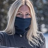 100% Merino Wool - Midweight Neck Gaiter - Skiing Neck Warmer - Winter Face Mask - Multipurpose Headwear - Black - Moisture Wicking Neck Wear