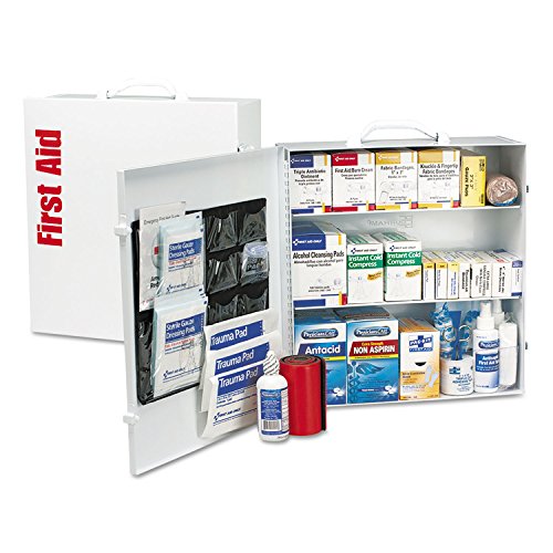First Aid Only 90575 3-Shelf ANSI B+ and OSHA-Compliant First Aid Kit, 100-150-Person Emergency First Aid Kit for Business and Worksite, First Aid Metal Cabinet with Medications, 675 Pieces
