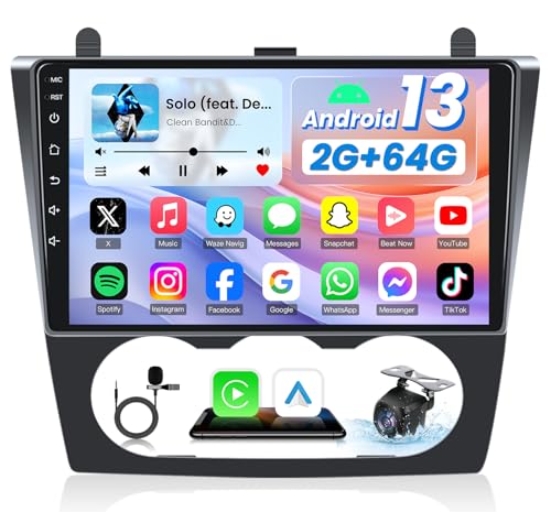 Upgrade 4Core+64GB Car Radio for Nissan Altima 2007-2012: 9" IPS 1280*800 Touch Screen Replacement-Wireless CarPlay Android Auto 5GWiFi Bluetooth5.0 GPS 1080p Camera SWC FM Stereo Head Unit(Manual AC)