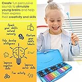 MINIARTIS Glockenspiel Xylophone | 25 Note Colorful Metal Keys Xylophone for Kids | Percussion Musical Instrument | Educational Music Toy Includes Music Songbook, Mallets and Blue Carry Case