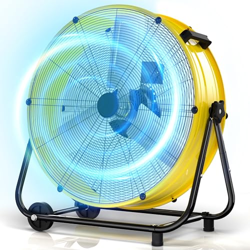 MEPTY 30-Inch Industrial Drum Fan, 14000 CFM High Velocity Floor Fan, 3-Speed Heavy Duty Metal Air Circulator for Shop, Warehouse, Workshop, Garage, Factory, 550W