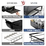 Dish Drying Rack for Kitchen Counter - Large Dish Rack with Drainboard, Rustproof Dish Drainer with Utensil Holder for Sink, Black