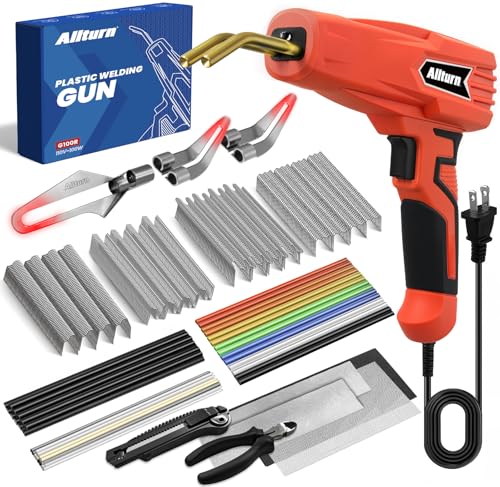 Allturn Upgraded Plastic Welder, 2 in 1 Plastic Welding Kit, Hot Staples Weld Gun, Car Bumper Repair Kit for Most Plastics, Patent Number D970324(Red)