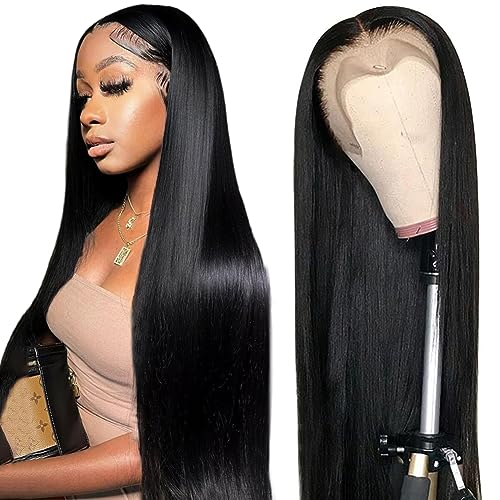 CUTE BEIN 250% Density 30 Inch 13x6 Lace Front Wigs Human Hair,100% Human Hair, Straight HD Transparent Lace Front Human Hair Wigs for Black Women, Glueless Wigs Human Hair Pre Plucked with Baby Hair