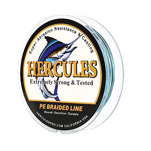 HERCULES Super Cast 500M 547 Yards Braided Fishing Line 20 LB Test for Saltwater Freshwater PE Braid Fish Lines Superline 8 Strands - Blue Camo, 20LB (9.1KG), 0.20MM