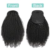 Afro Puff Drawstring Ponytail Human Hair 4C Afro Kinky Curly Ponytail Drawstring Ponytail for Black Women Natural Black Ponytail Extension Human Hair 16 Inch