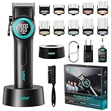 VGR Professional Hair Trimmer Hair Clippers for Men, Cordless Barber Clippers and Trimmers Set, Zero Gap T-Blade Hair Cutting Kit, Rechargeable Edgers Clippers with LED Display, V-001&V-977