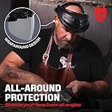 NoCry Premium Safety Face Shield for Grinding and Cutting — Clear Anti-Fog, Impact Resistant Visor and Adjustable Headgear — ANSI Z87.1 Certified for Industrial Use — Washable Sweatbands Included