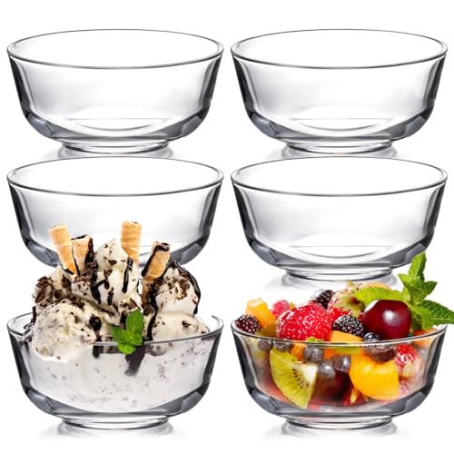 NUTRIUPS 4.5in Glass Bowls, Set of 6 Small Glass Dessert Bowls, 10oz Small Glass Prep Bowls for Kitchen, Clear Glass Dipping Sauce Bowls for Eating