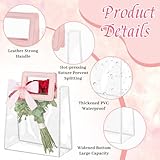 30Pcs Clear Gift Bags with Handles, Transparent PVC Gift Bag with Ribbon, Reusable Plastic Shopping Bags, Heavy Duty Gift Wrap Bags for Bridal Party Baby Shower Wedding Birthday (7x8x4In-Medium)