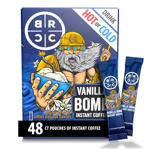 Black Rifle Coffee Company Instant Coffee Sticks - Roasted Blend Made from Pure Arabica Beans - Colombian & Brazilian Beans - Veteran Founded & American Made (Vanilla Bomb, 48 Count)