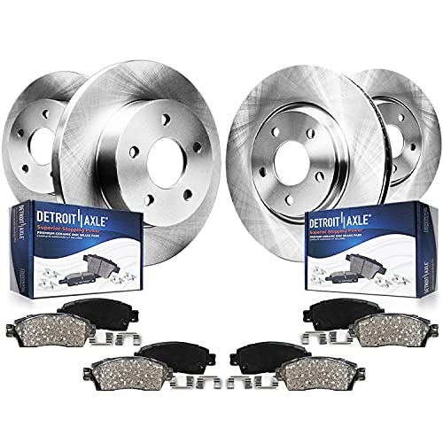 Detroit Axle - Brake Kit for Chrysler Town & Country Dodge Grand Caravan Journey Routan Replacement Brakes Rotors Ceramic Brake Pads : 11.89'' inch Front and 12'' inch Rear Rotors