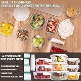 FreshSeal Glass Vacuum Sealable Container Set for Food Storage, 9 Pieces, 6 Sizes, with Hand Vacuum Pump and 10 Vacuum Sealable Bags