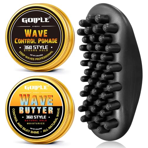 Wave Pomade Hair Twist Sponge Brush Twist Styler for Black Men, Washable Afro Curl Sponge Racket for Barbers & Daily Use, Ideal for Curly, Rubber Large Tooth Brush Hair Pomade Styling Set