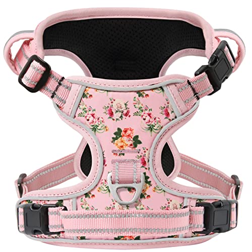 Timos Dog Harness, No-Pull Pet Harness with 2 Leash Clips, 3 Snap Buckles Adjustable Soft Padded Dog Vest, Reflective No-Choke Pet Oxford Vest with Easy Control Handle for Small Medium Large Dogs