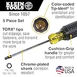 Klein Tools 19555 TORX Cushion Grip Screwdriver Set, Made in USA, T15, T20, T25, T27 and T30 Tip sizes, 5-Piece