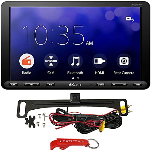 Sony XAVAX8100 8.95" Car Stereo Safe Driver's Bundle with Voxx ACAM4 Backup Camera. Apple CarPlay and Android Auto 1-DIN Multimedia Receiver, Adjustable Screen Positions, SiriusXM Ready (XAV-AX8100)