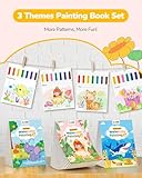 TECJOE 3 Pack Paint with Water Coloring Books for Toddlers, Watercolor Paint Set with 6 Brushes, Painting Activity for Kids Ages 4 5 6 7 8, Christmas Gift Arts & Crafts Toy, Princess, Forest & Sea