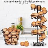 WOODLAND ACRES Rotating Spiral Egg Dispensing Rack, Egg Skelter, Countertop egg storage & display. INCLUDES Matching Egg Collecting Basket