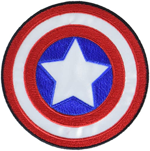 Simplicity Marvel Avengers Shield Iron On Applique Patch for Clothes, Backpacks, and Accessories, 3.5" D, Multicolor