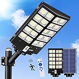 JAYNLT Y-5200W Solar Street Lights Outdoor,520000LM 6500K Commercial Parking Lot Lights Dusk to Dawn, Waterproof Solar Security Flood Lamps with Motion Sensor and Remote for Yard, Garage, Driveway