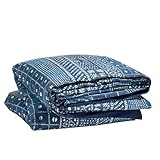 Pine Cone Hill Kodi Batik Indigo Duvet Cover, Full/Queen Size, Blue Graphic Pattern