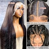 tunfine 40 Inch Wig Human Hair 200 Density 13x6 Lace Front Wigs Human Hair Pre Plucked with Baby Hair 15A Glueless Straight Frontal Human Hair Wigs For Black Women