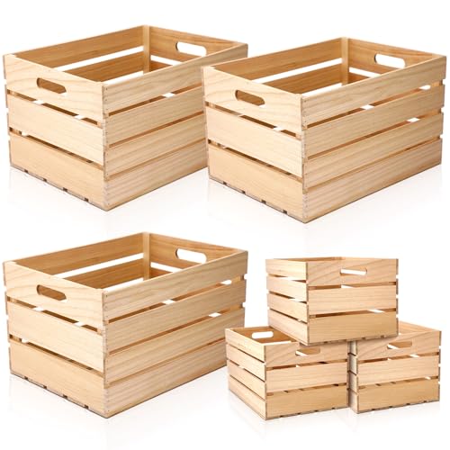 3 Pack Large Wood Crates 16 Inch Farmhouse Wooden Crates with Handles Decorative Nesting Box for Gift Basket Unfinished Rustic Storage for Display Storage Decor DIY Home Office Retail Art Craft